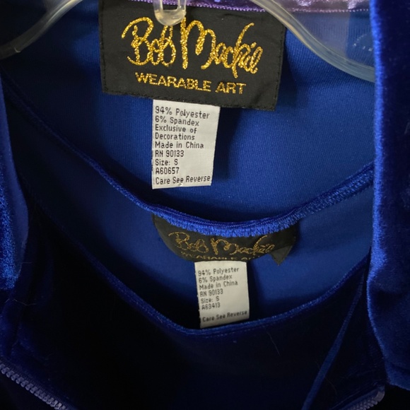 Vintage Bob Mackie Wearable Art Jacket shell set small Blue Velvet Embroidered - Picture 2 of 5
